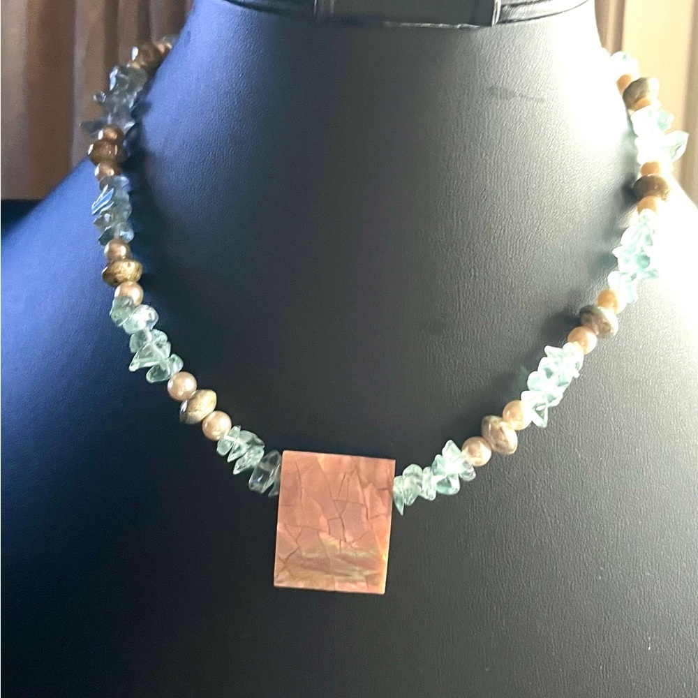 Handcrafted Pearl, Gemstone & MOP Necklace